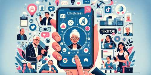 DALL·E 2023-12-22 11.07.01 - A landscape thumbnail for a blog post about social media trends for entrepreneurs. The image should feature icons or illustrations representing social